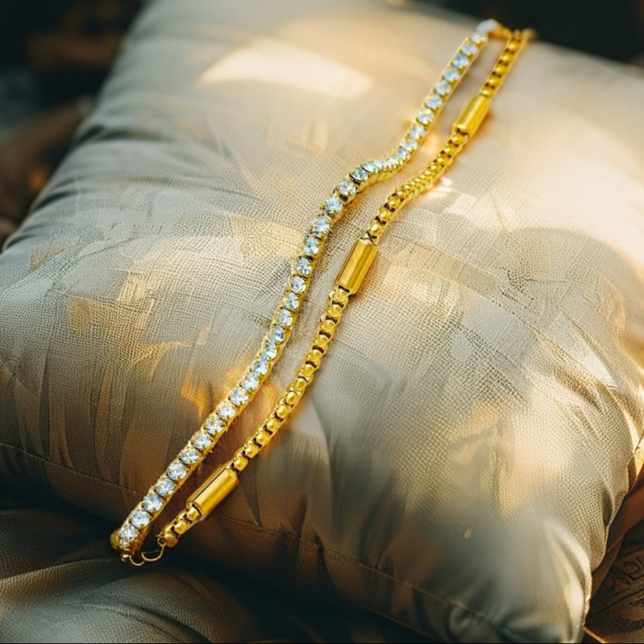 18K gold plated Gold chain with cubic zarconia.